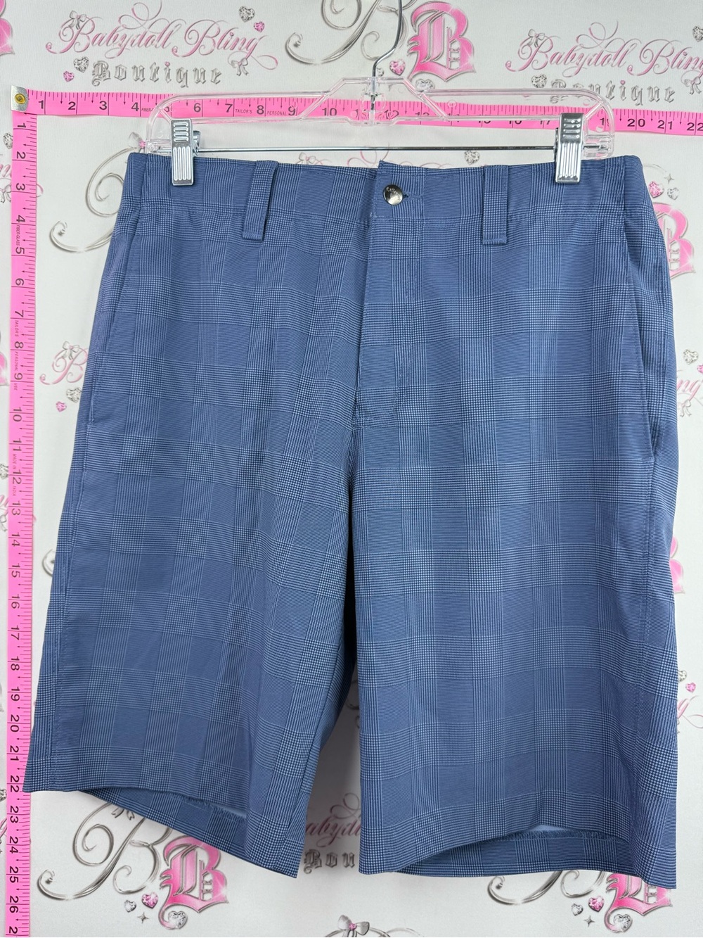 Callaway Men's Blue Plaid Performance Flat-Front Shorts